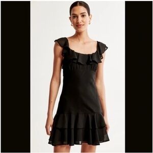 Abercrombie & Fitch Black Ruffle Mini Dress Size Medium Petite